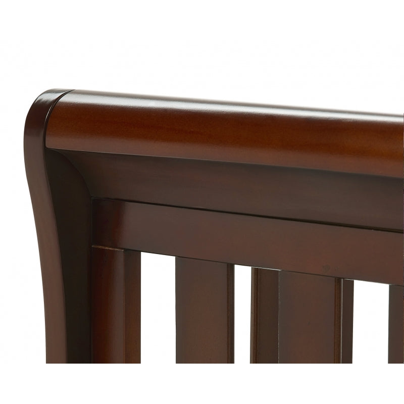 Babymore Eva Sleigh Cot Bed Drop side  with Drawer & foam mattress -Brown