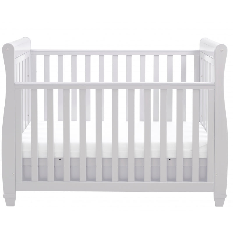 Babymore Eva Sleigh Cot Bed Drop side with Drawer-Grey *AUGUST OFFER