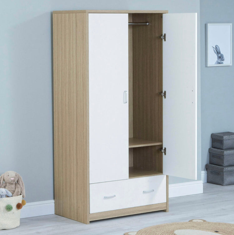 Babymore Luno 3 Piece Furniture Room Set-Oak & White