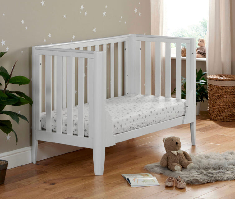 Babymore Iris Cot Bed & cot top changer & foam mattress -White