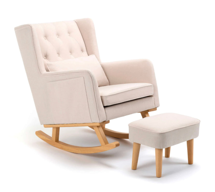 Babymore Lux Nursing Chair with Footstool – Cream