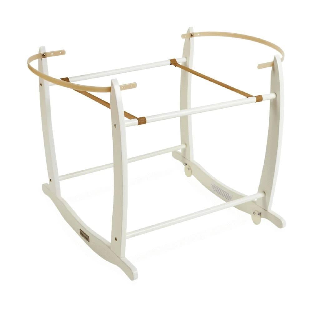 Clair De Lune Dimple Grey Wicker Moses Basket & Stand-White