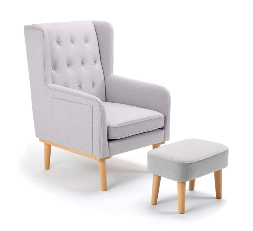 Babymore Lux Nursing Chair with Footstool – Grey *AUGUST OFFER