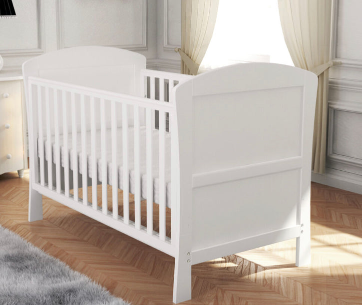 Babymore Aston drop side  Cot Bed- White *SEPTEMBER OFFER