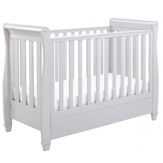 Babymore Eva Sleigh Cot Bed Drop side with Drawer-Grey *SEPTEMBER OFFER