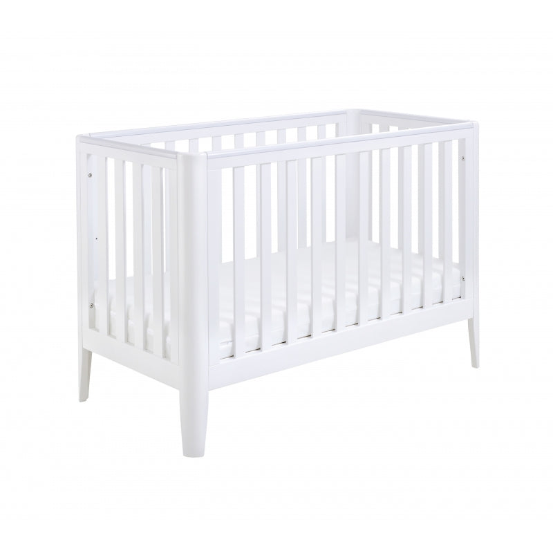 Babymore Iris Cot Bed & cot top changer & foam mattress -White