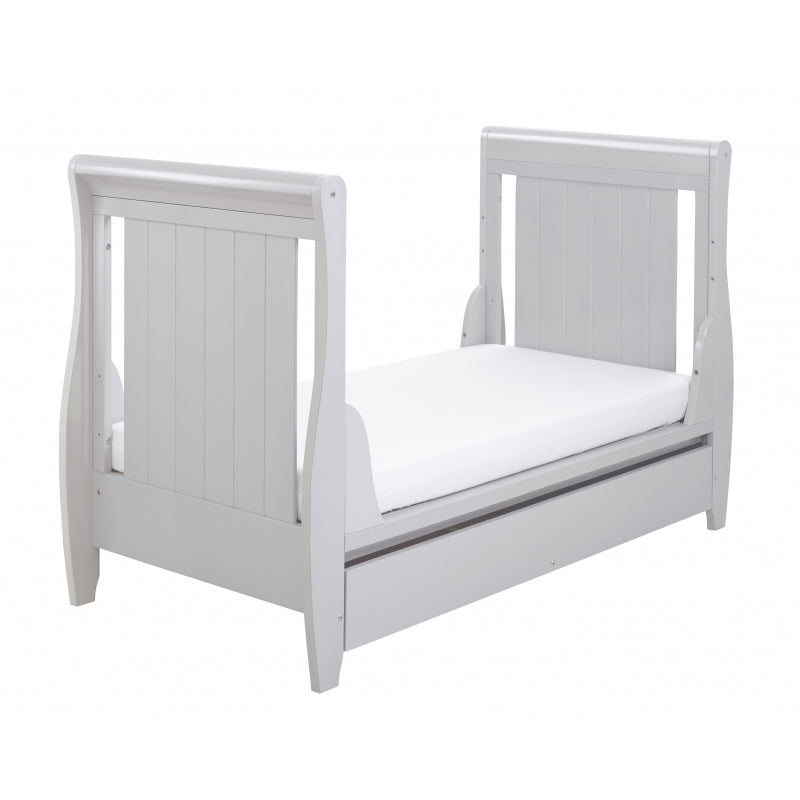 Babymore Stella Sleigh Drop Side  Convertible Cot Bed- Grey *FREE FIBRE MATTRESS AUGUST OFFER