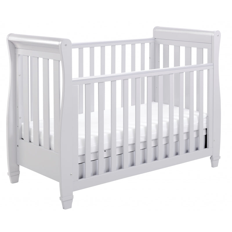 Babymore Eva Sleigh Cot Bed Drop side with Drawer-Grey *AUGUST OFFER