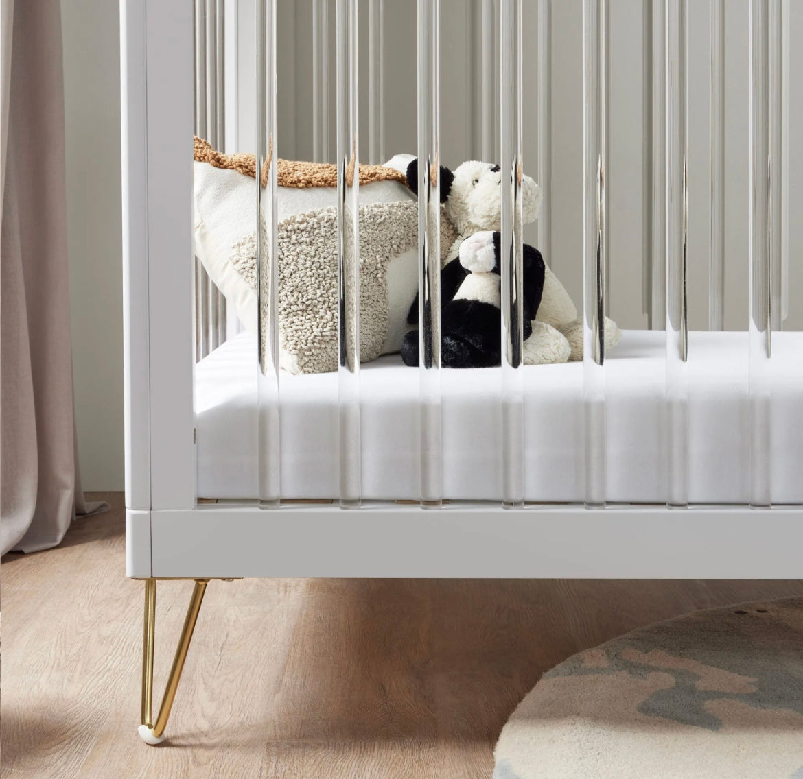 Babymore Kimi Cot Bed – White Acrylic *AUGUST OFFER