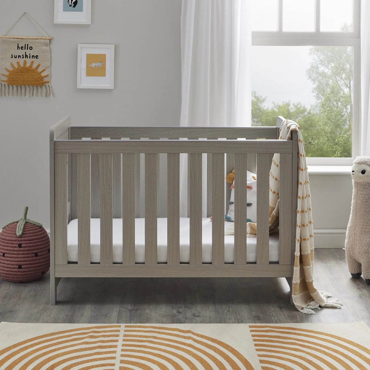 Babymore Caro Mini Cot Bed Grey Wash *AUGUST OFFER