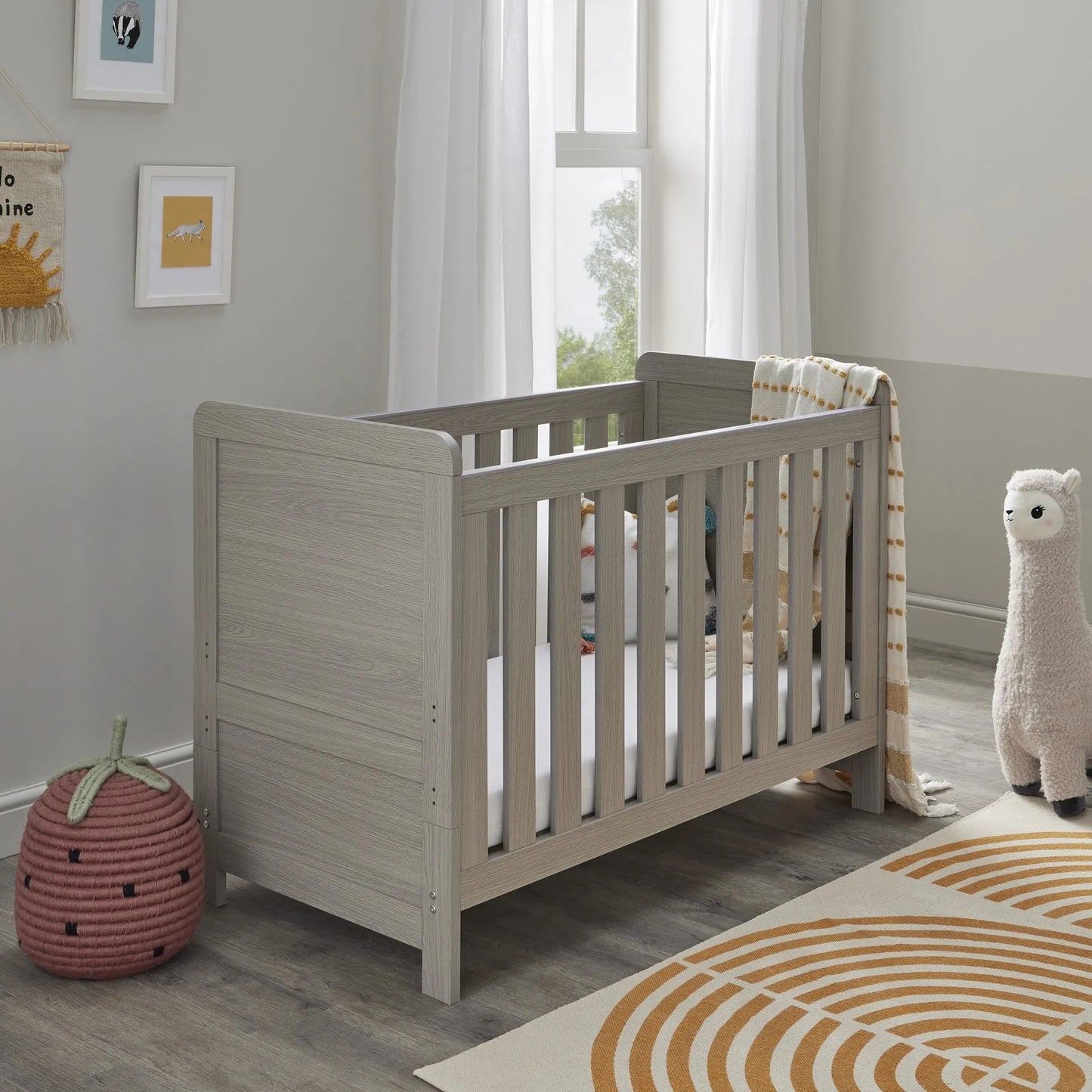 Babymore Caro Mini Cot Bed Grey Wash *AUGUST OFFER