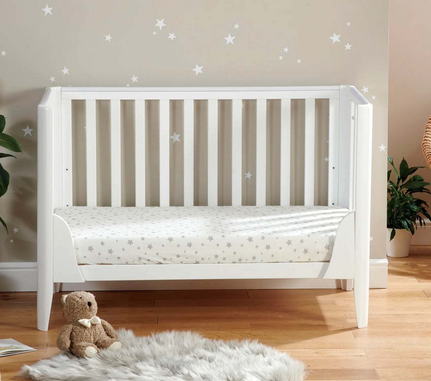 Babymore Iris Cot Bed- White *AUGUST OFFER